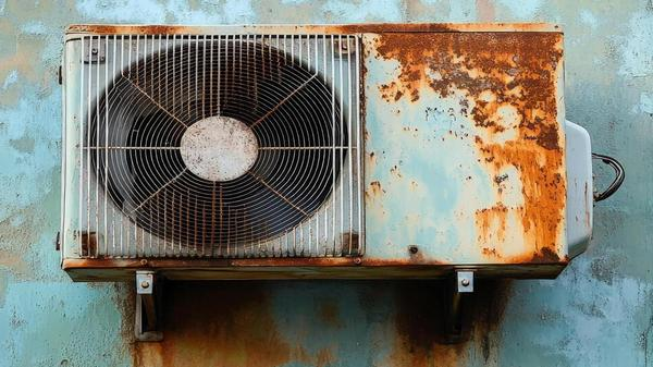 aged-air-conditioning-unit-shows-signs-of-corrosion-on-a-faded-blue-and-green-wabll-free-photo